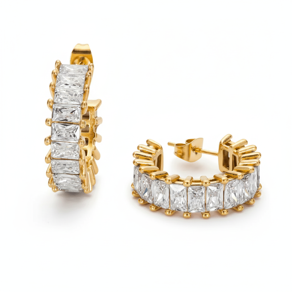 Crystal Crown Hoop Earrings