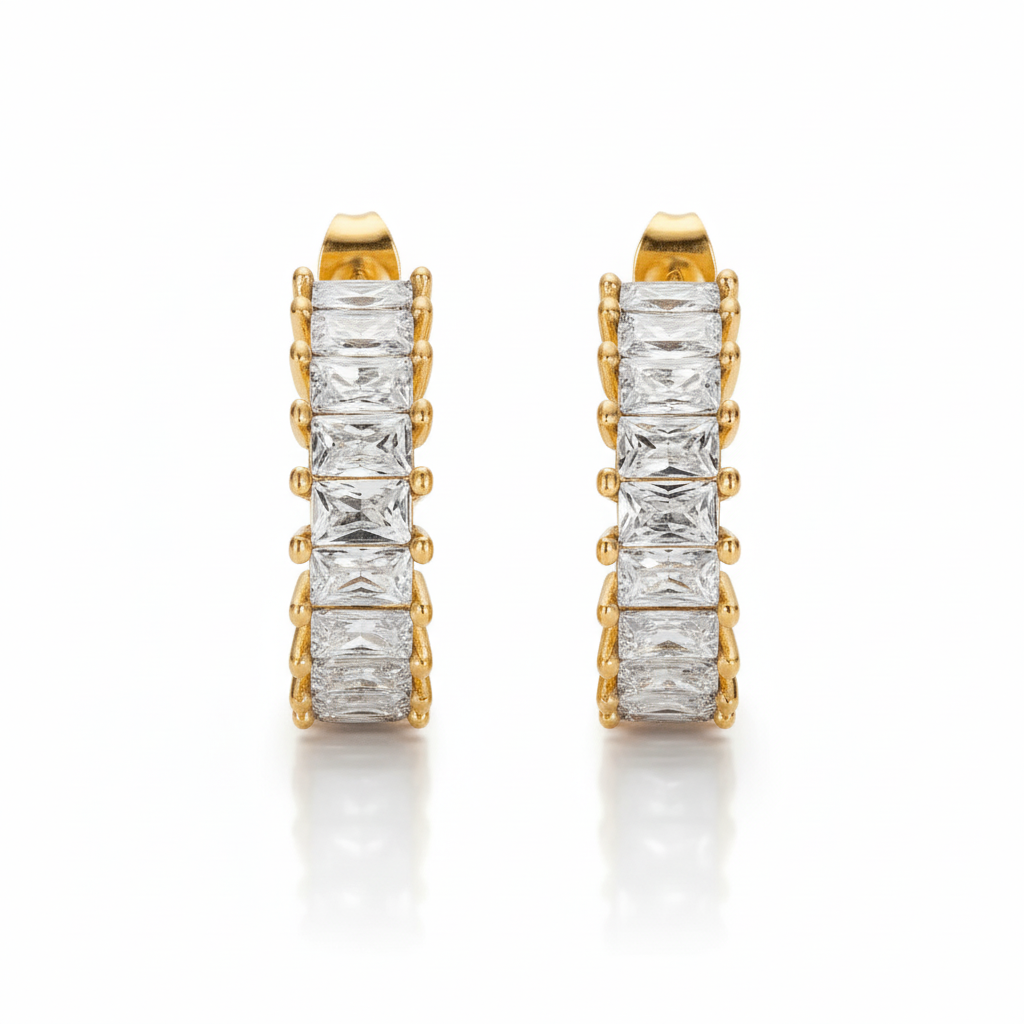 Crystal Crown Hoop Earrings