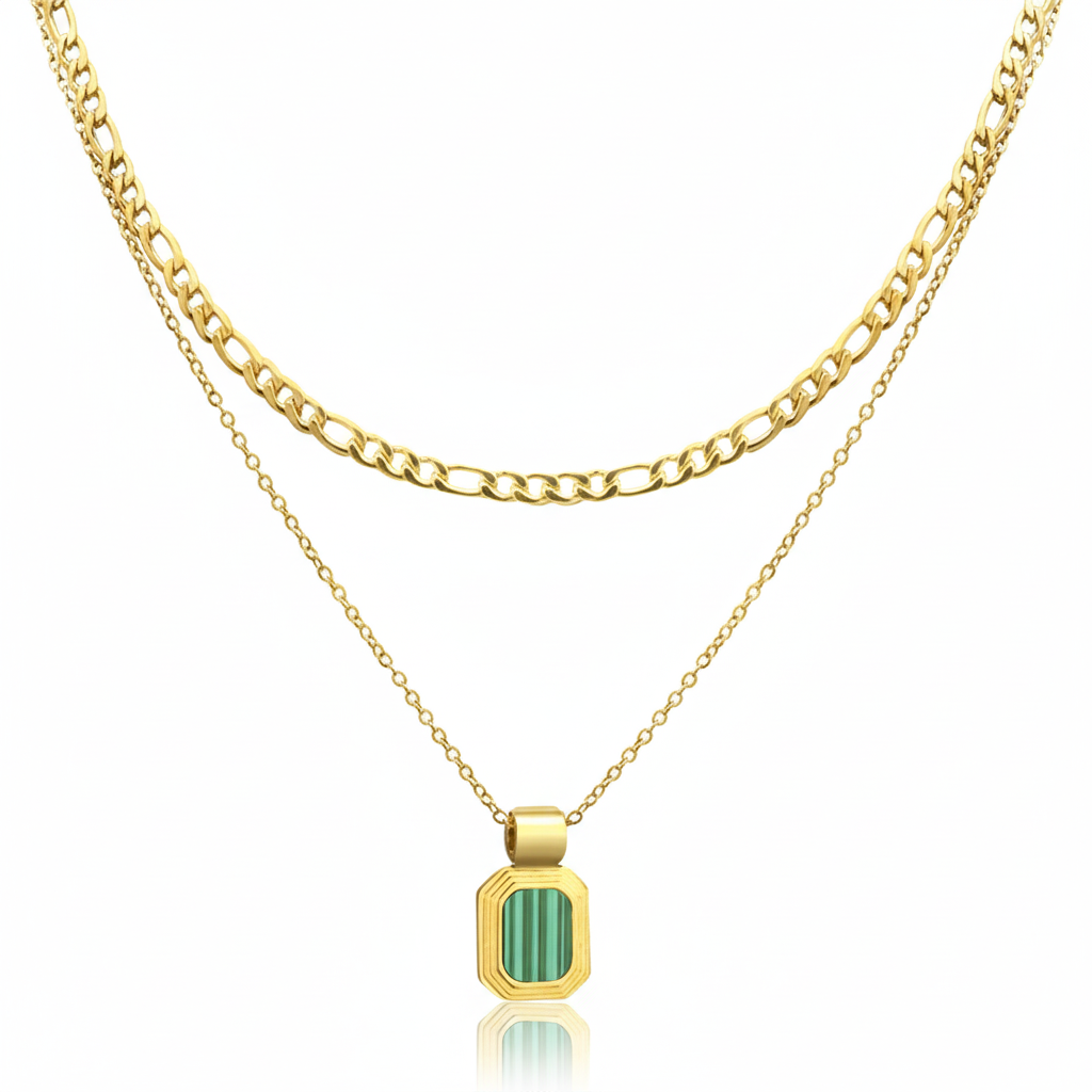 Layered Square Pendant Necklace