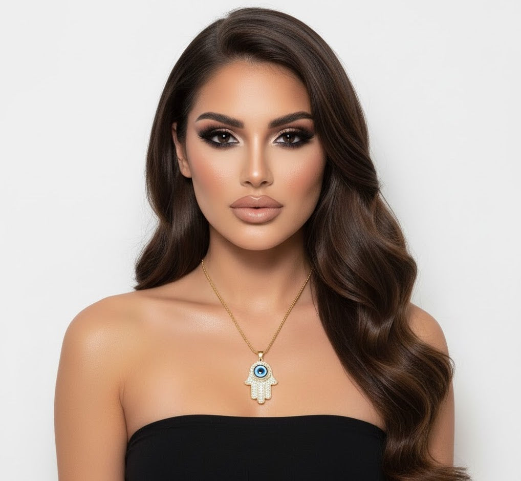 Hamsa Evil Eye Pendant Necklace