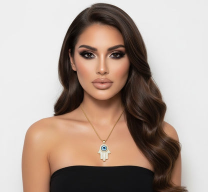 Hamsa Evil Eye Pendant Necklace