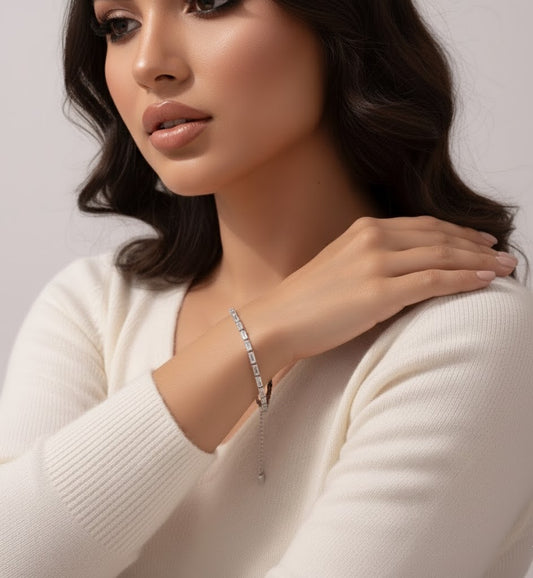 Emerald Cut CZ Tennis Bracelet
