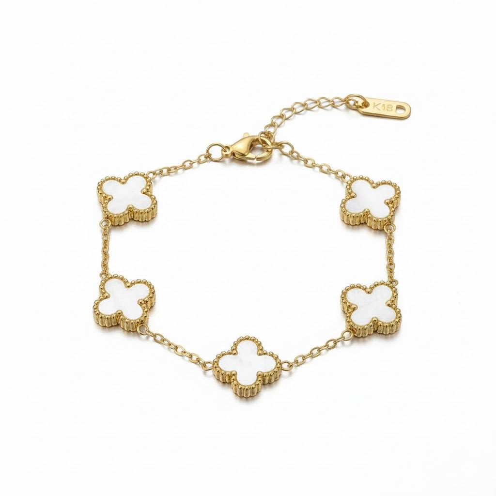 Sleek white clover bracelet