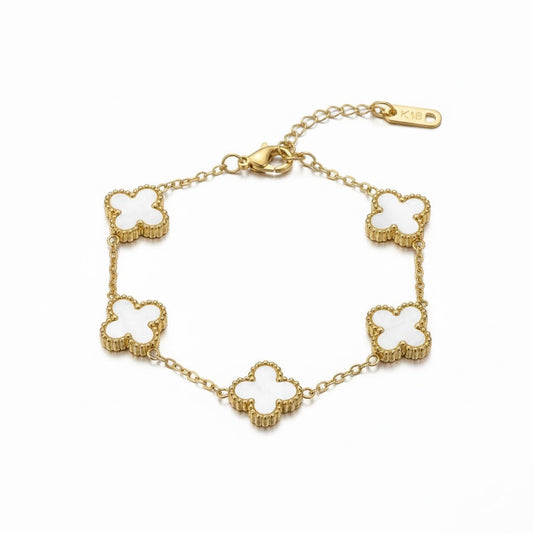 Sleek white clover bracelet