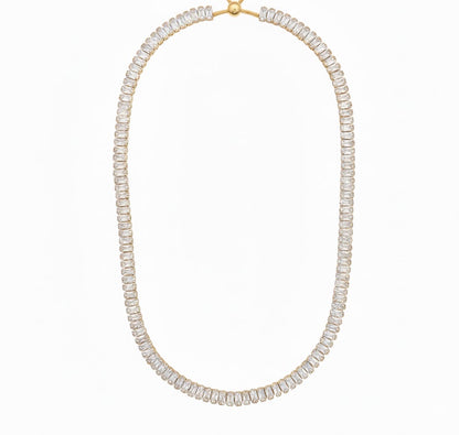 CZ Crystal Baguette Tennis Necklace