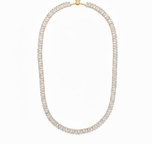 CZ Crystal Baguette Tennis Necklace