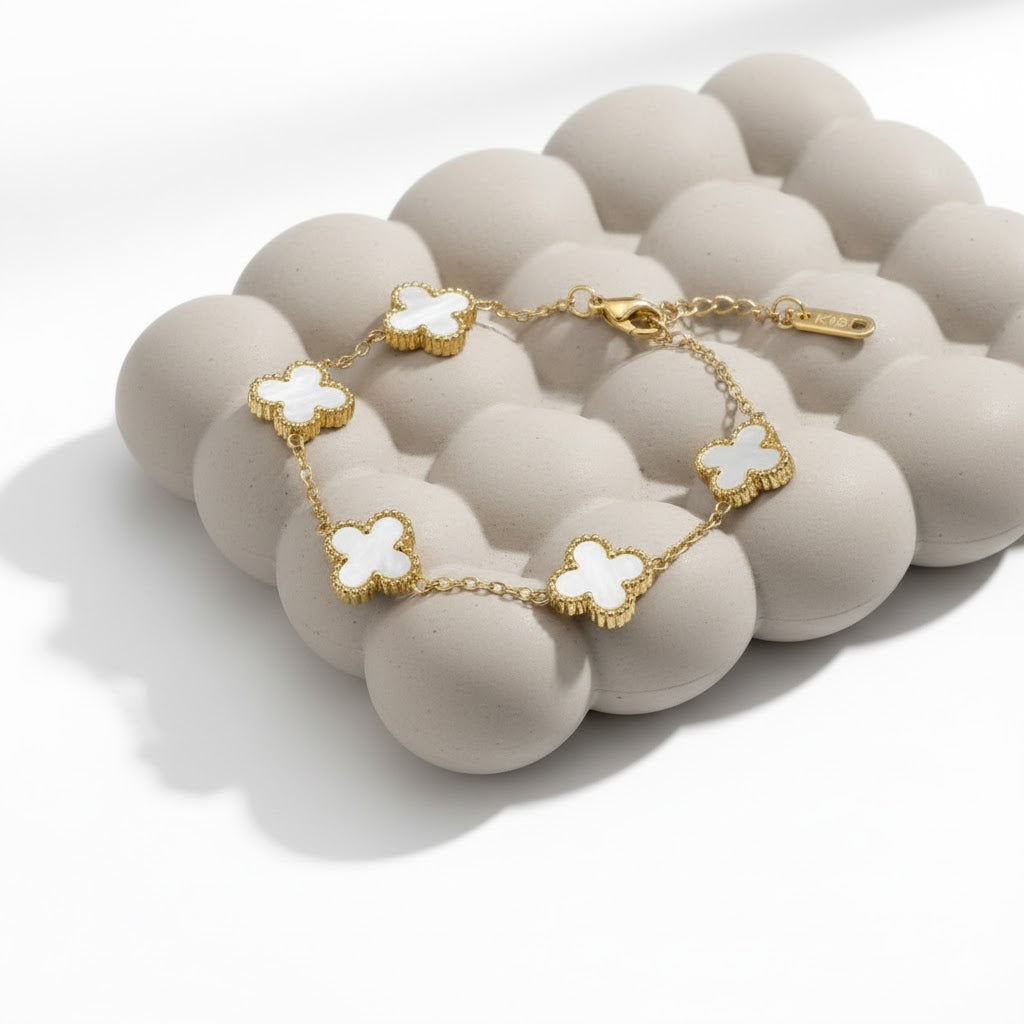 Sleek white clover bracelet