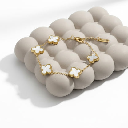 Sleek white clover bracelet