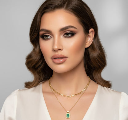 Layered Square Pendant Necklace